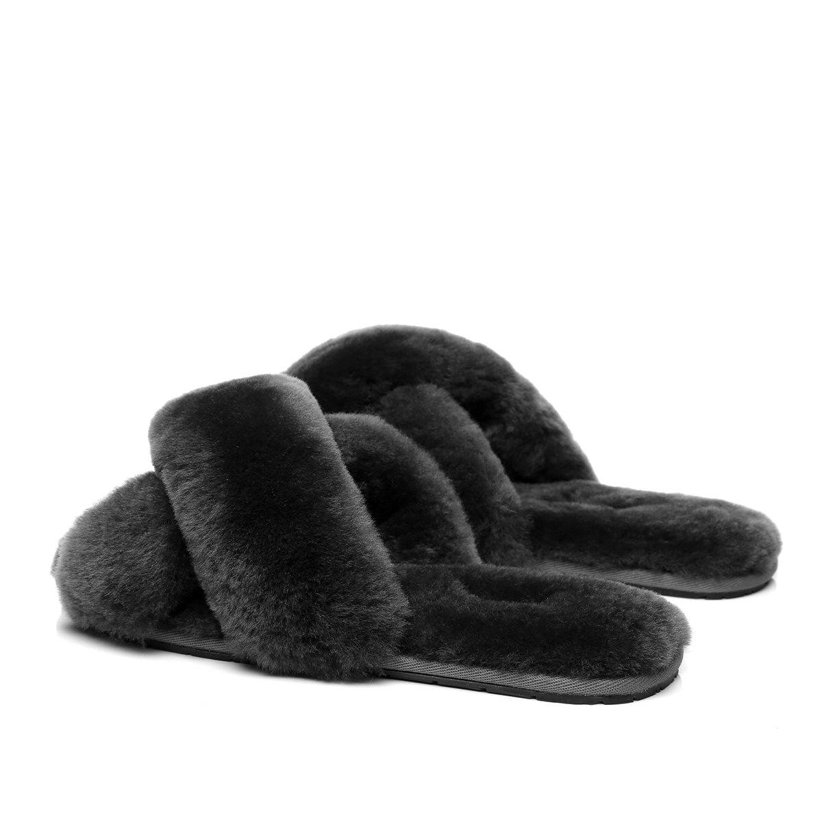 Premium Cross Fluff UGG Slides - Image 5