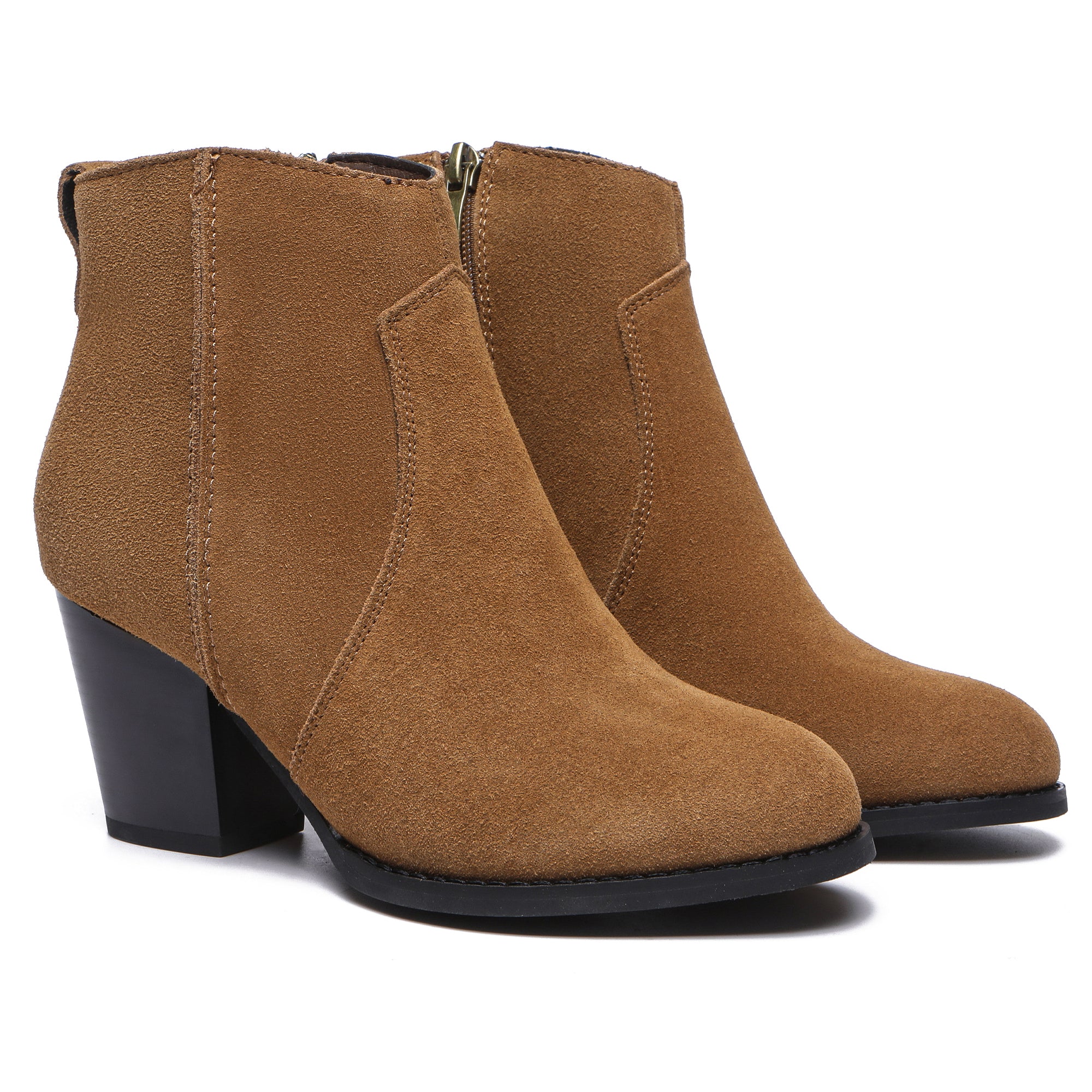 Vera Suede Ankle Zipper Boots - Image 4
