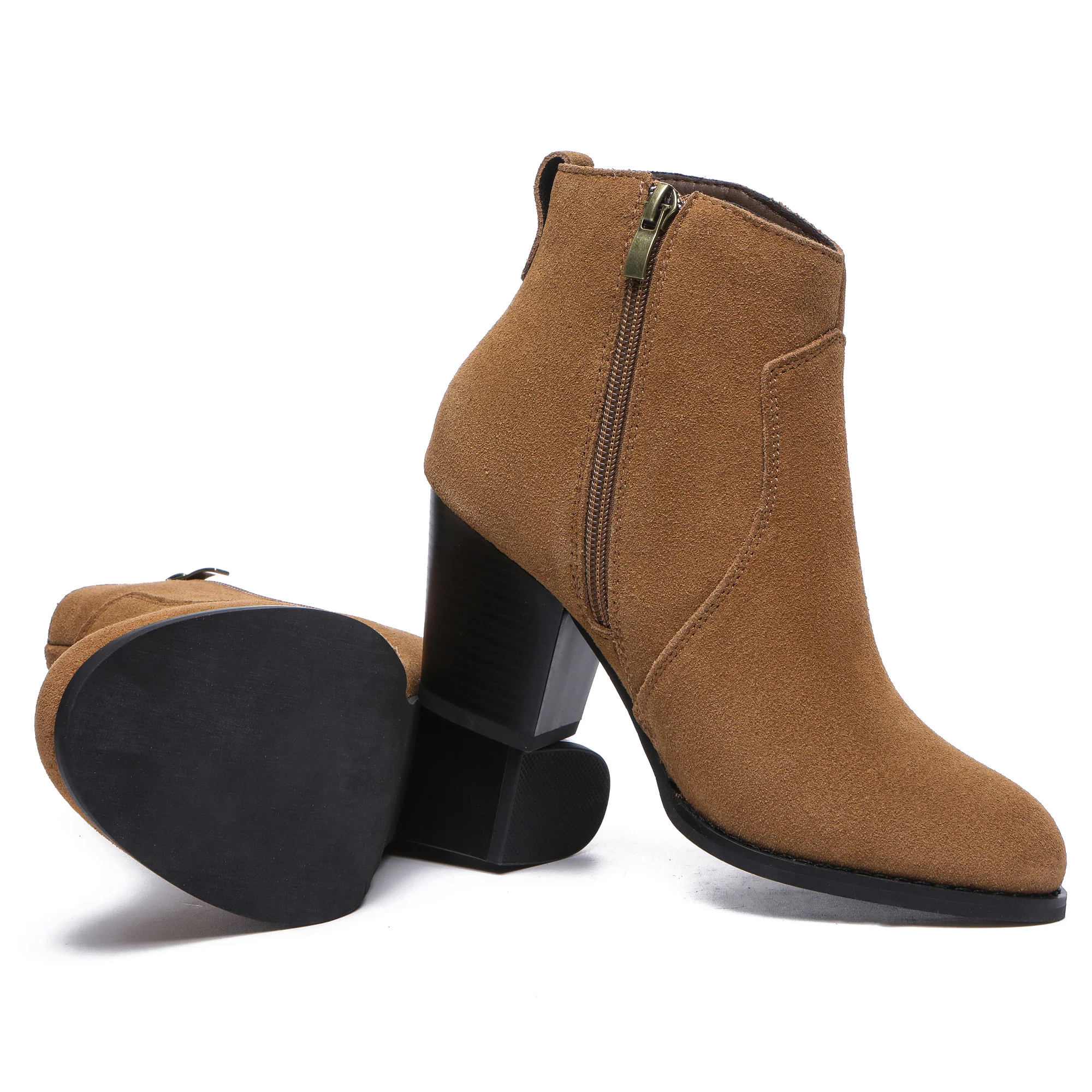 Vera Suede Ankle Zipper Boots - Image 6